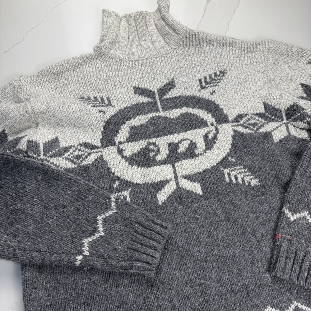 Vintage Ecko Unltd Mens XL Gray Wool Blend Fair Isle Nordic Sweater Jumper‎ Ski